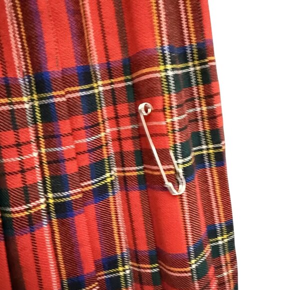 Vintage 70s Edinburgh Woolen Mill Kilt Wrap Skirt Women's Red Multi Plaid Belted - Picture 7 of 10